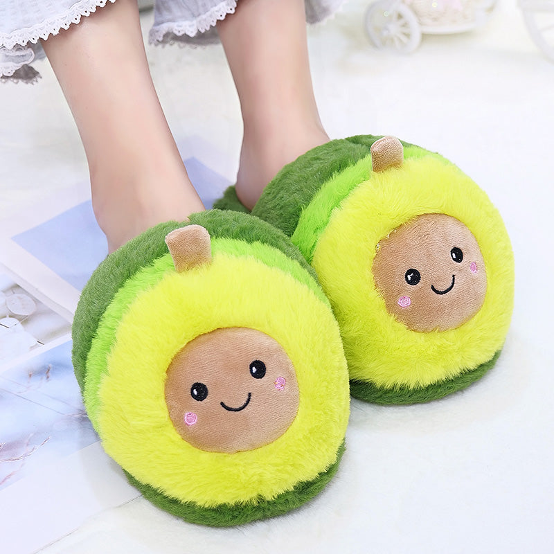 Tiny Avocado Kawaii Plush Slippers